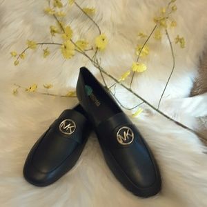 Michael kors genuine leather loafers with gold hdw